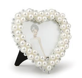 PORTAFOTO C/PERLE E STRASS H9,5CM.