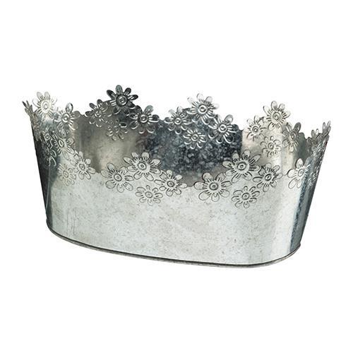 VASC.LATTA C/BORDO FLOR. 25X16X10,5 3PZ. ZINC