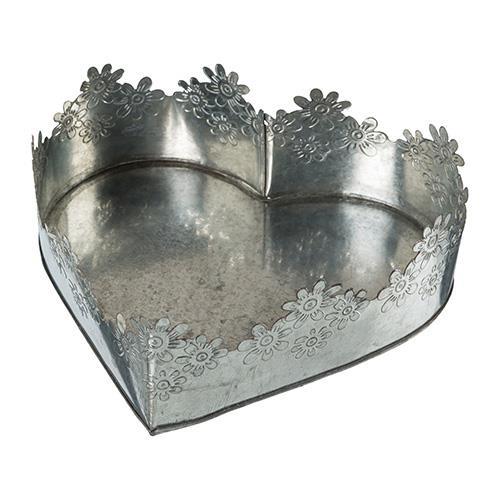 CUORE LATTA C/BORDO FLOR. 21X19X7 2PZ. ZINC