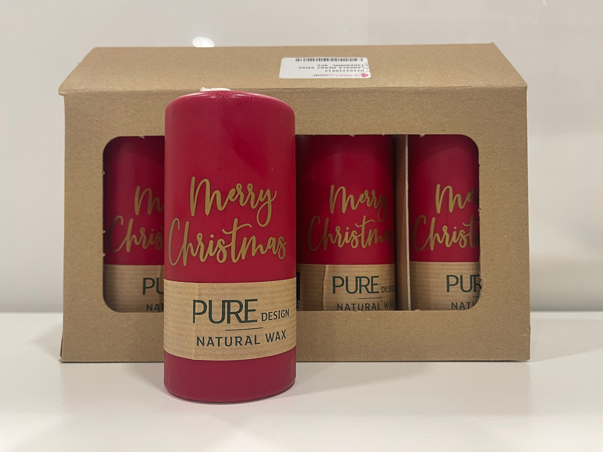 CANDELE MERRY XMAS 130X60MM.  4PZ.