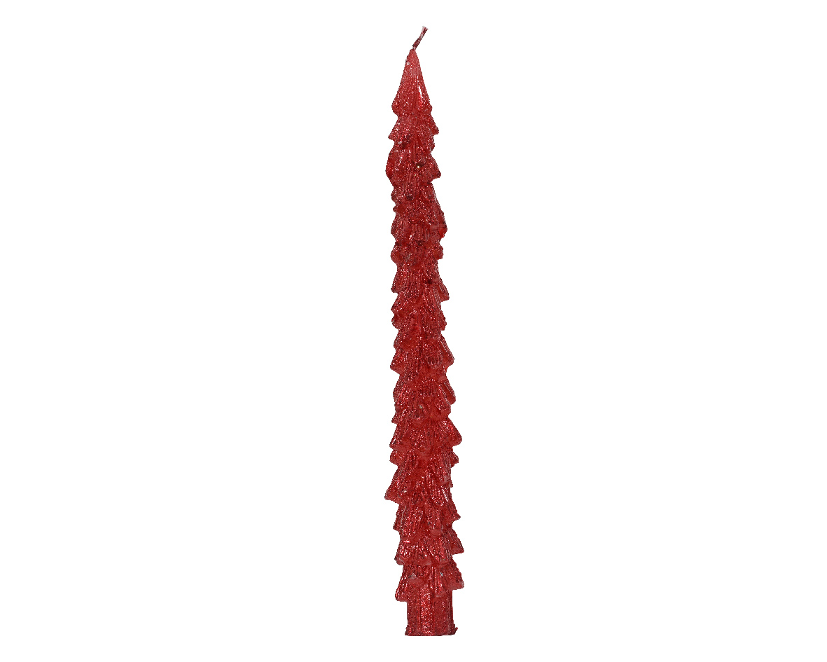 CANDELA STELO FORMA PINO D2,1 H25CM. 2PZ. XMAS RED
