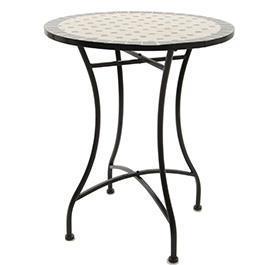 TAVOLO MET. C/MOSAICO IN PIETRA D60 H71CM. NERO