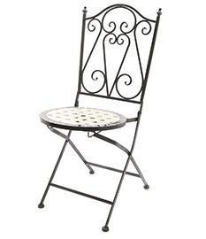 SEDIA MET. C/MOSAICO IN PIETRA D30 H93CM. NERO