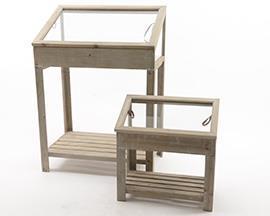 SERRA LEGNO E VETRO S/2PZ. H95-49CM. NAT