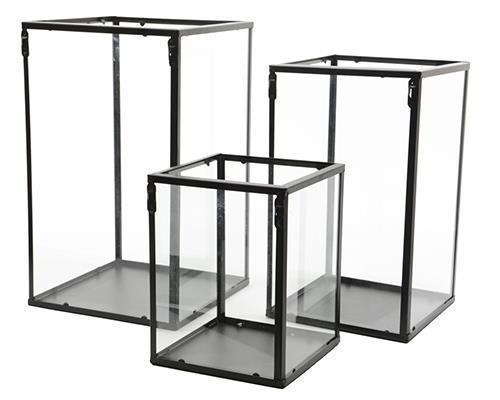 STRUTTURA MET.S/3PZ. C/VETRO H40-30-25CM.