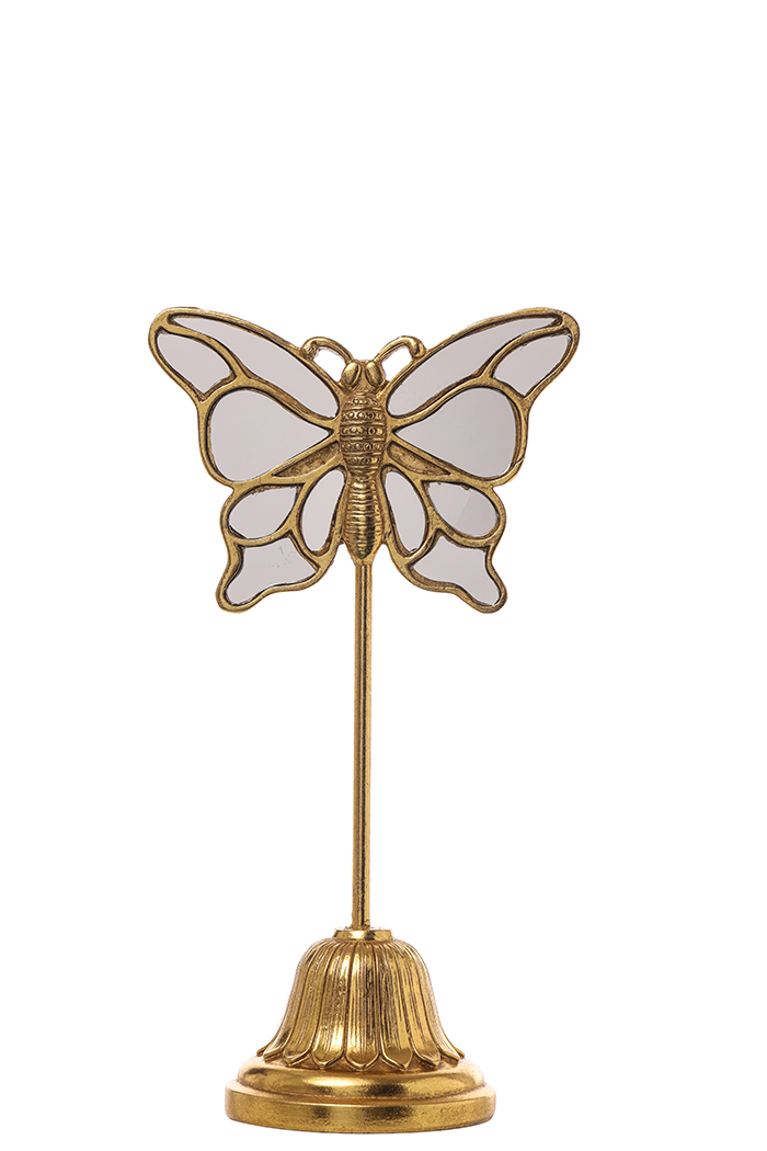 FARFALLA RESINA SU BASE H27,5 X15CM. ORO