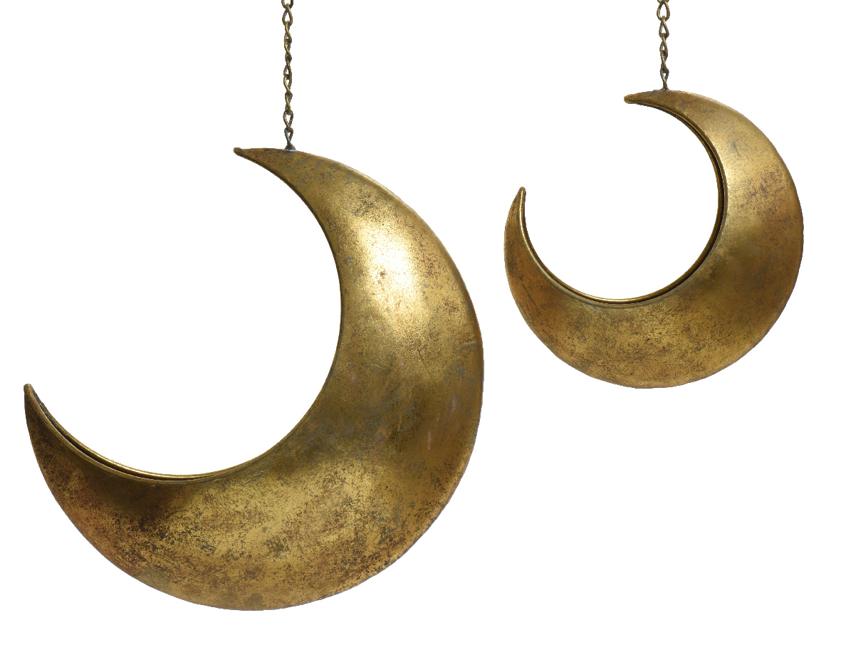 LUNA PORTAPIANTE MET. S/2PZ. H23-32,5CM. ORO