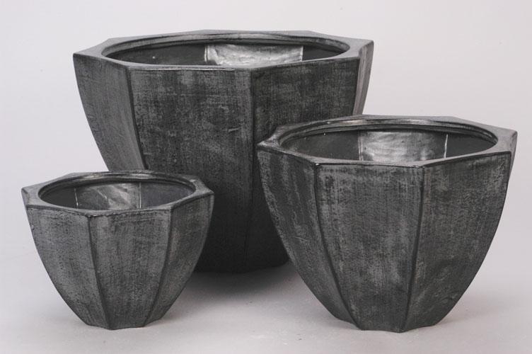 VASO S/3PZ. D.INT.24-21-16 H24,5-17-12CM. NERO