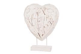 CUORE IN TEAK C/BASE 30X10X41CM. SBIANC.