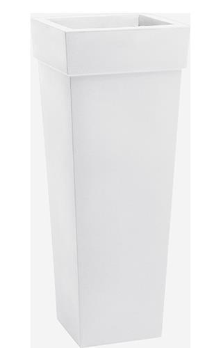 VASO GERYON H100 40X40CM. C/RIALZO BIANCO
