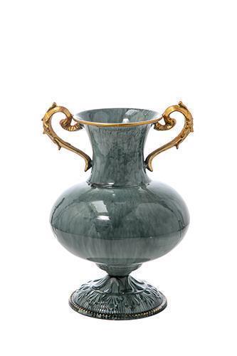 VASO METALLO C/MAN.ORO H29CM.