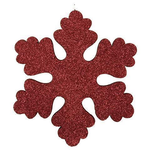 FIOCCO DI NEVE DA APP. D25CM. 2PZ. ROSSO GLITT.