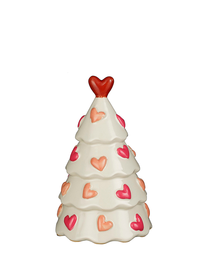 PINO CERAM. C/CUORI D13,5 H22CM. BIANCO