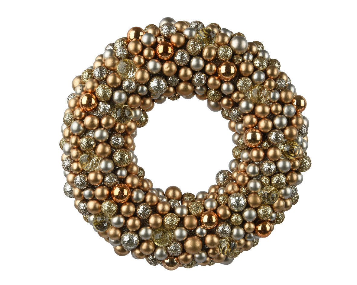 CORONA DI PALLINE D33 X6,5CM. ORO