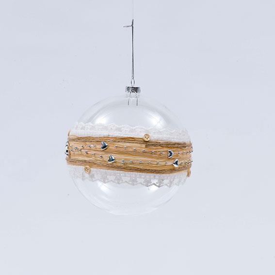 GLASS BALL W/LACE 4PZ.D15CM.  --NETTO------