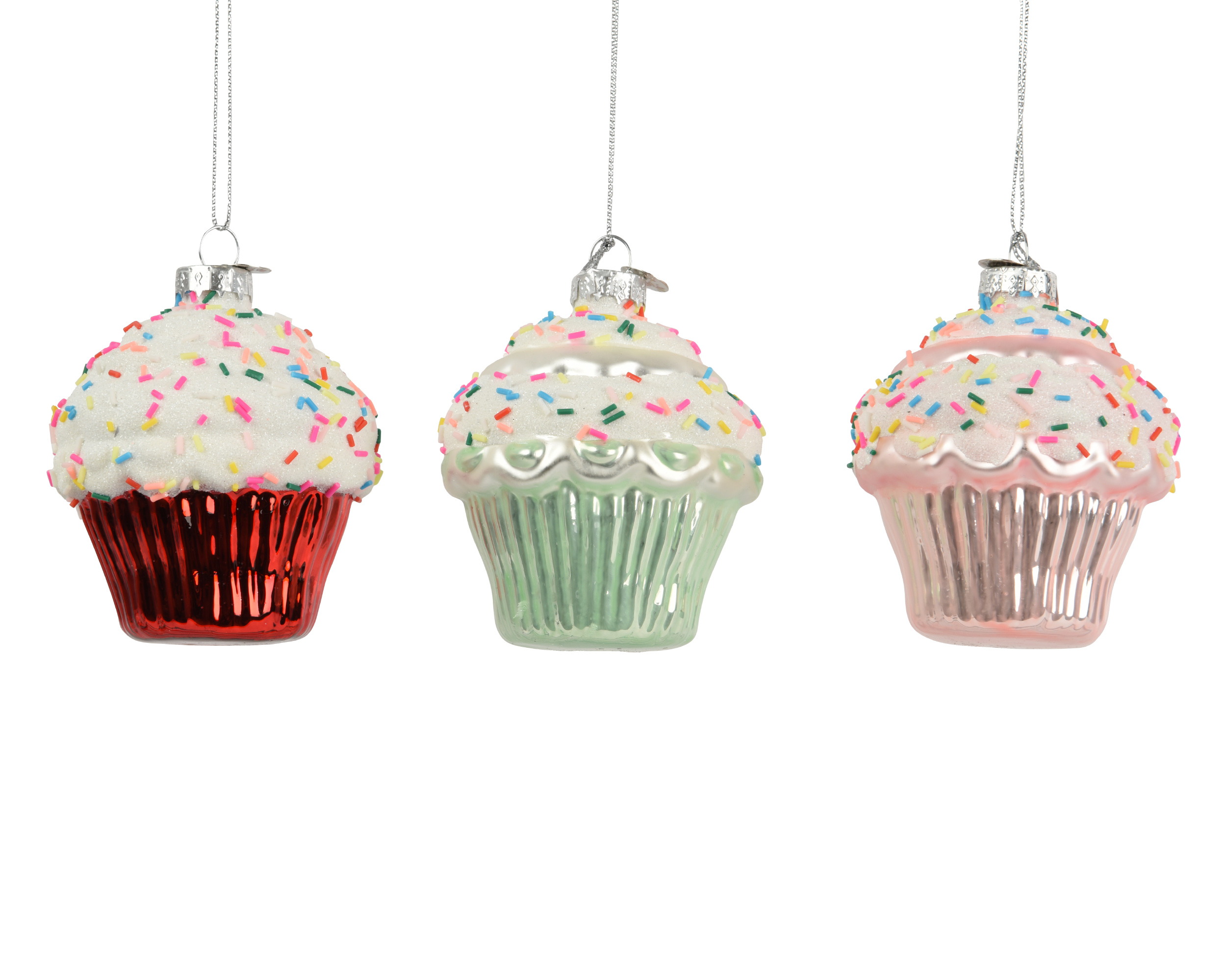 CUPCAKES VETRO DA APPEND. D7,4 H8,4CM. 3PZ. COL.ASS.