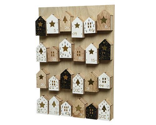 CALEND.AVVENTO LEGNO C/CASETTE 33X45X4,5CM.