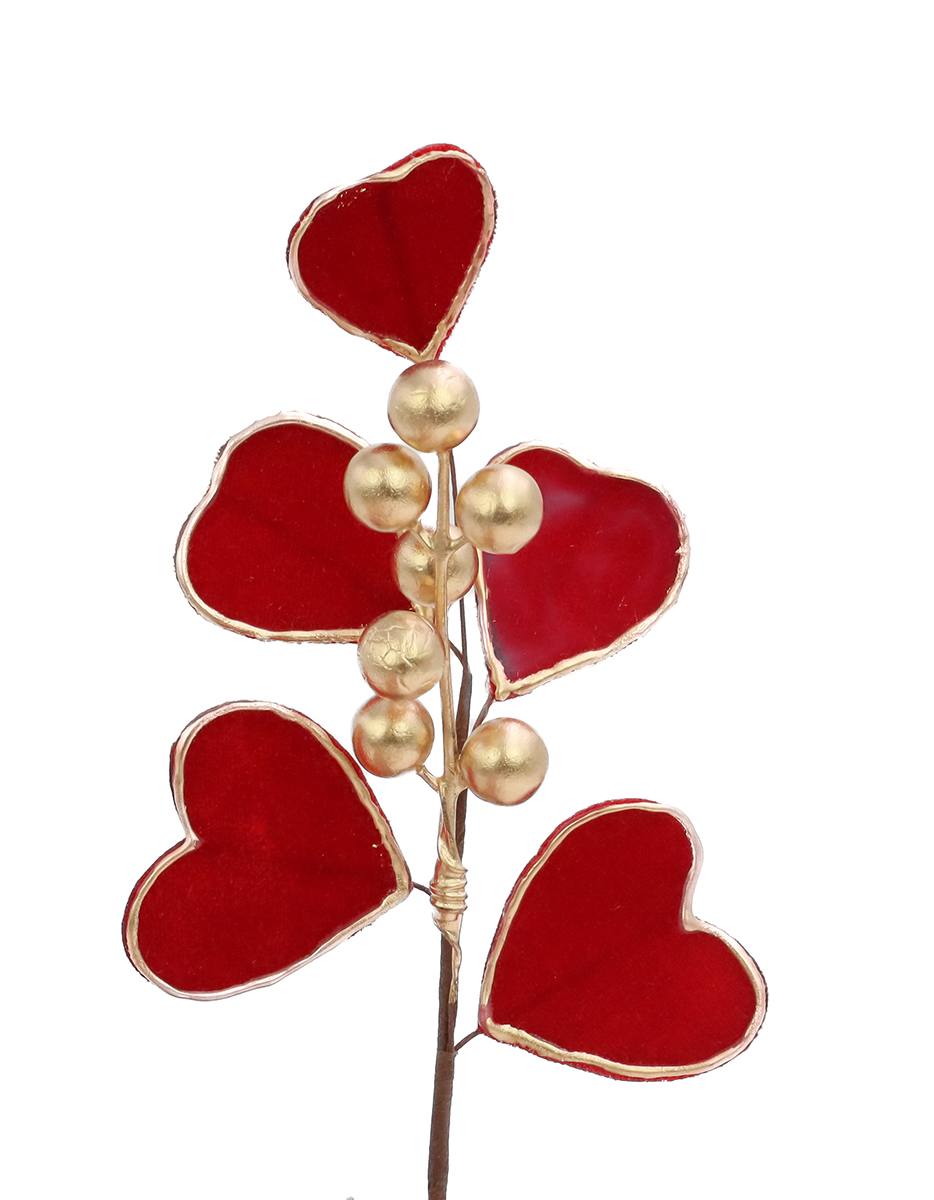 PICK CUORI E BACCHE 20CM. 6PZ. ROSSO