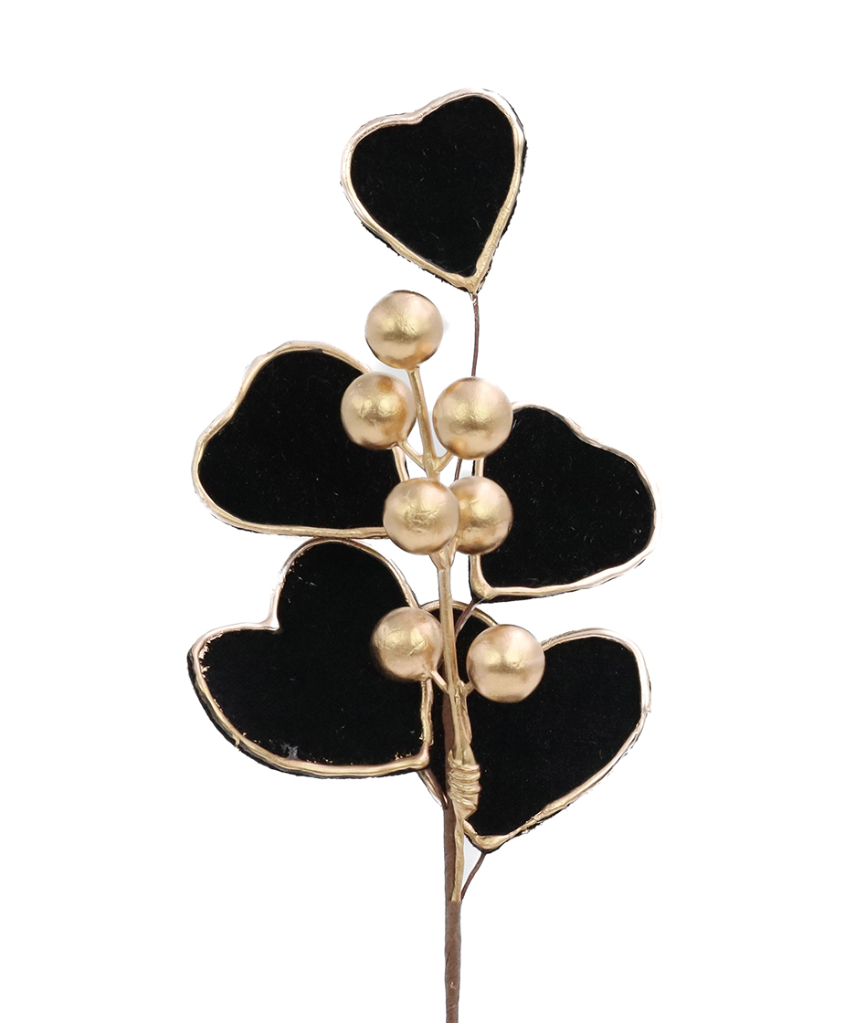 PICK CUORI E BACCHE 20CM. 6PZ. NERO