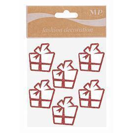 REGALO GLITTER 18ADESIVI 3,6X4CM. ROSSO