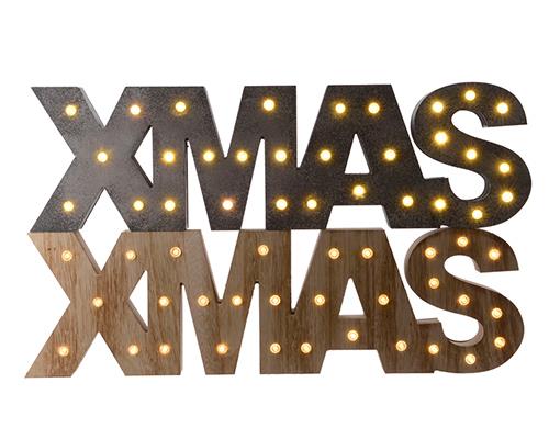 XMAS LEGNO CON 30LED L30 58X17CM. GRIGIO