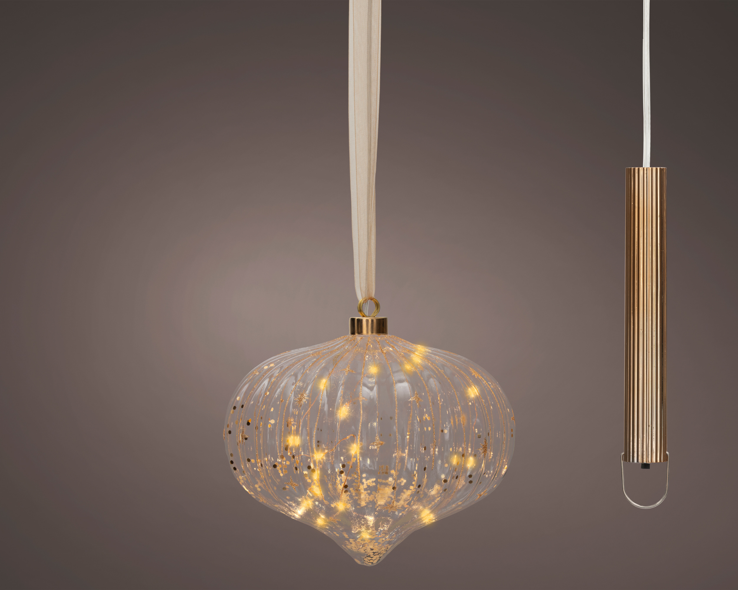 SFERA VETRO ONION C/15LED D20 H17CM.