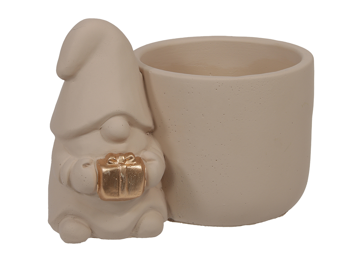 VASO CEM. C/TROLL 16,5X10,5 H12CM. BEIGE