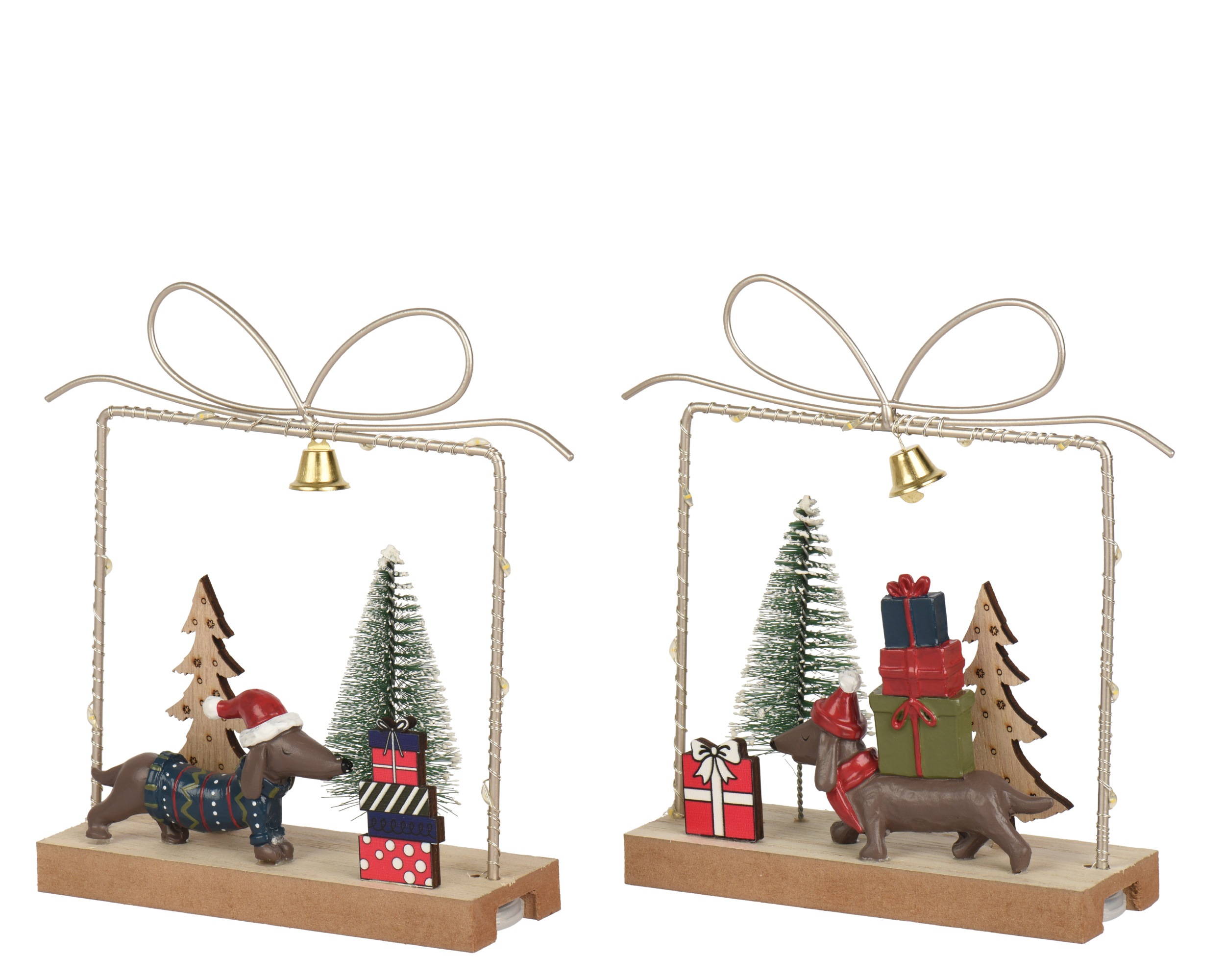 SCENARIO C/ALBERI E CANE E LED L15 H18CM.
