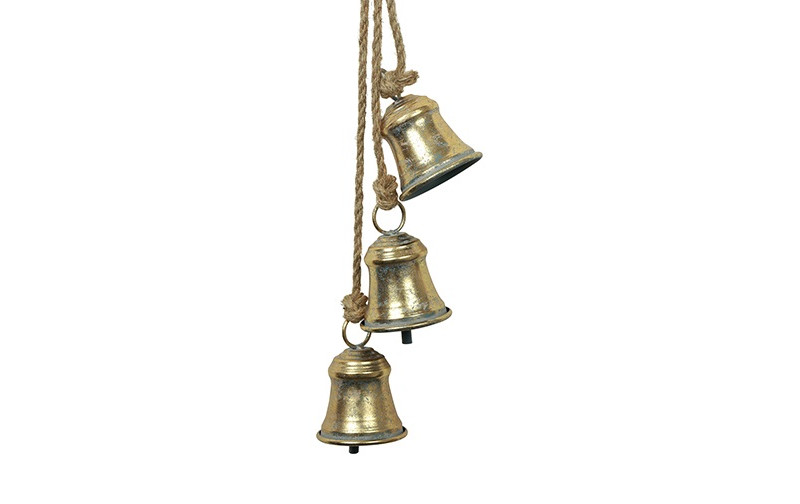TRIS CAMPANE MET. C/CORDA L54CM. ORO