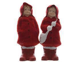 GIRL POL.STANDING W/COAT H49CM.RED  --NETTO----
