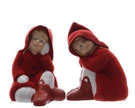 BIMBE SEDUTE CERAM. 2PZ. H10CM.ROSSO