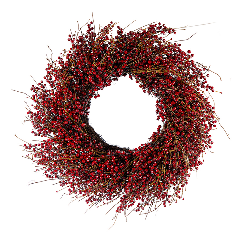 CORONA DI BACCHE ROSSE H16 D.100CM.