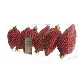 PIGNE PLAST. GLITT.DA APP. 6PZ.H8 D4,5CM. ROSSO