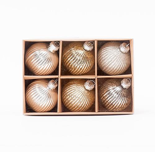 SFERE NATAL.STRIPE D6CM. 6PZ. ARG/ORO