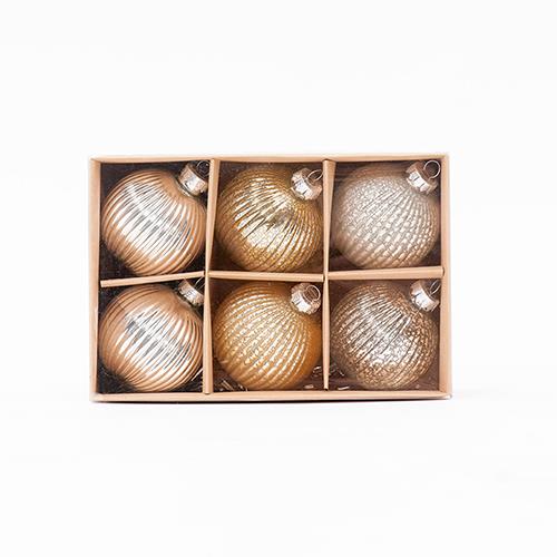 SFERE NATAL.STRIPE D8CM. 6PZ. ARG/ORO