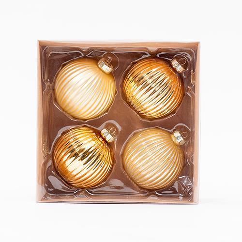 SFERE NATAL.STRIPE D10CM. 4PZ. ORO