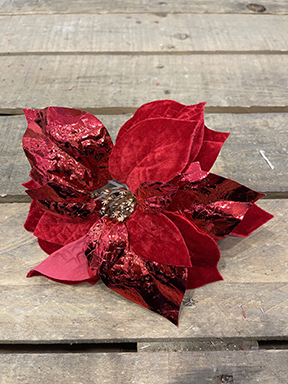 POINSETTIA TESTA GLAM. C/PICK D22CM.2PZ. RED