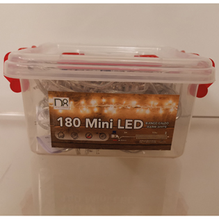 LUCI 180 MINILED 12,5MT. +3MT 8FUNZ. BIANCO CALDO