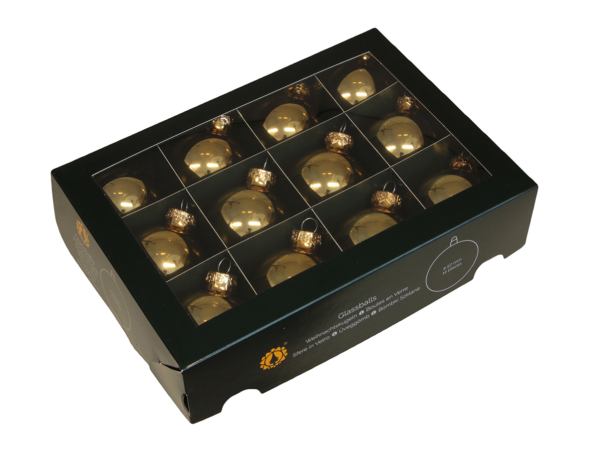 SFERE NATAL.D57MM. BOX12PZ. BRIGHT GOLD SH.