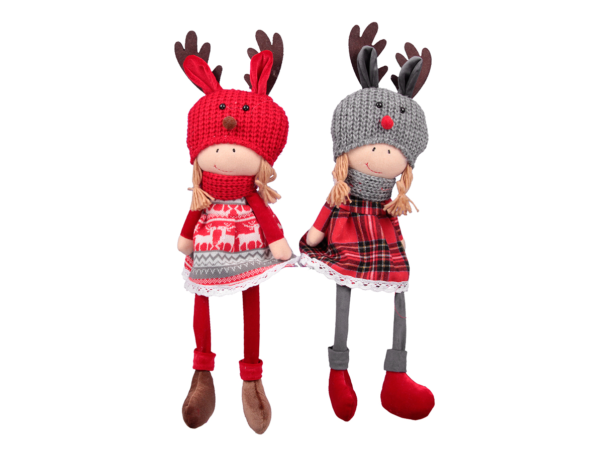BIMBA DI LANA C/CAPPELLO H52CM. 2PZ. ROSSO --NETTO-----