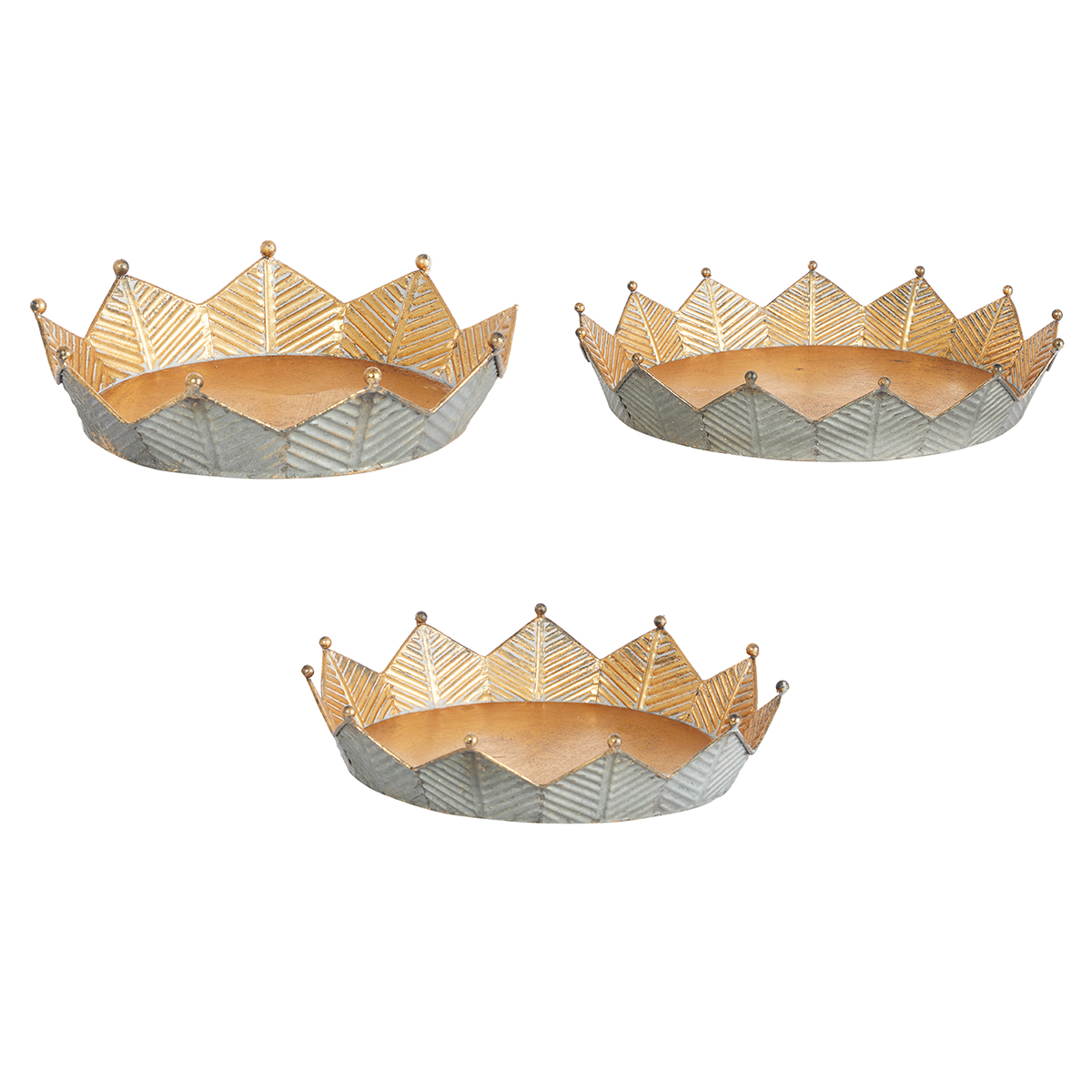 VASSOI CORONA MET. S/3PZ. D17-23-30CM. ORO