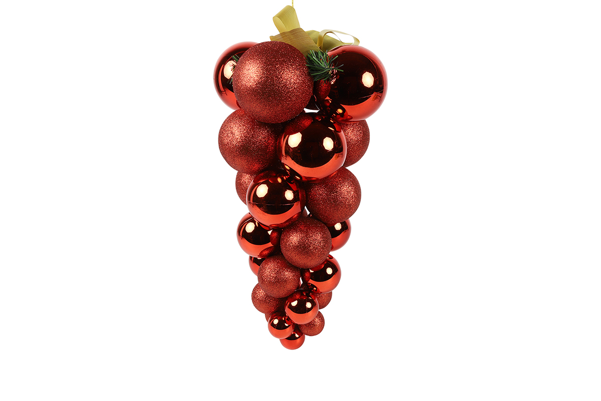 GRAPPOLO SFERE DA APP. D24 H46CM. RED  --NETTO--------