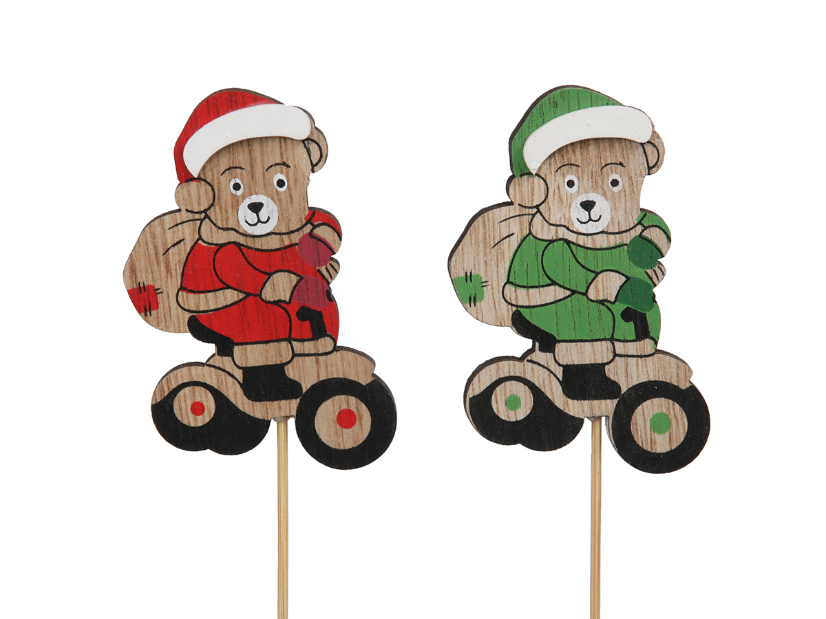 PICK C/ORSO LEGNO 4,5X7,5CM. 12PZ. ASS.