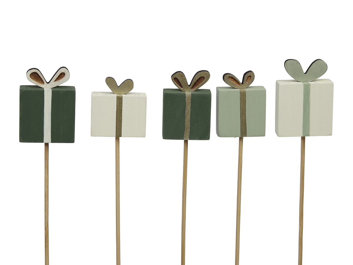 PICK C/PACCHETTI LEGNO 4X5,5 5PZ. MIX VERDE