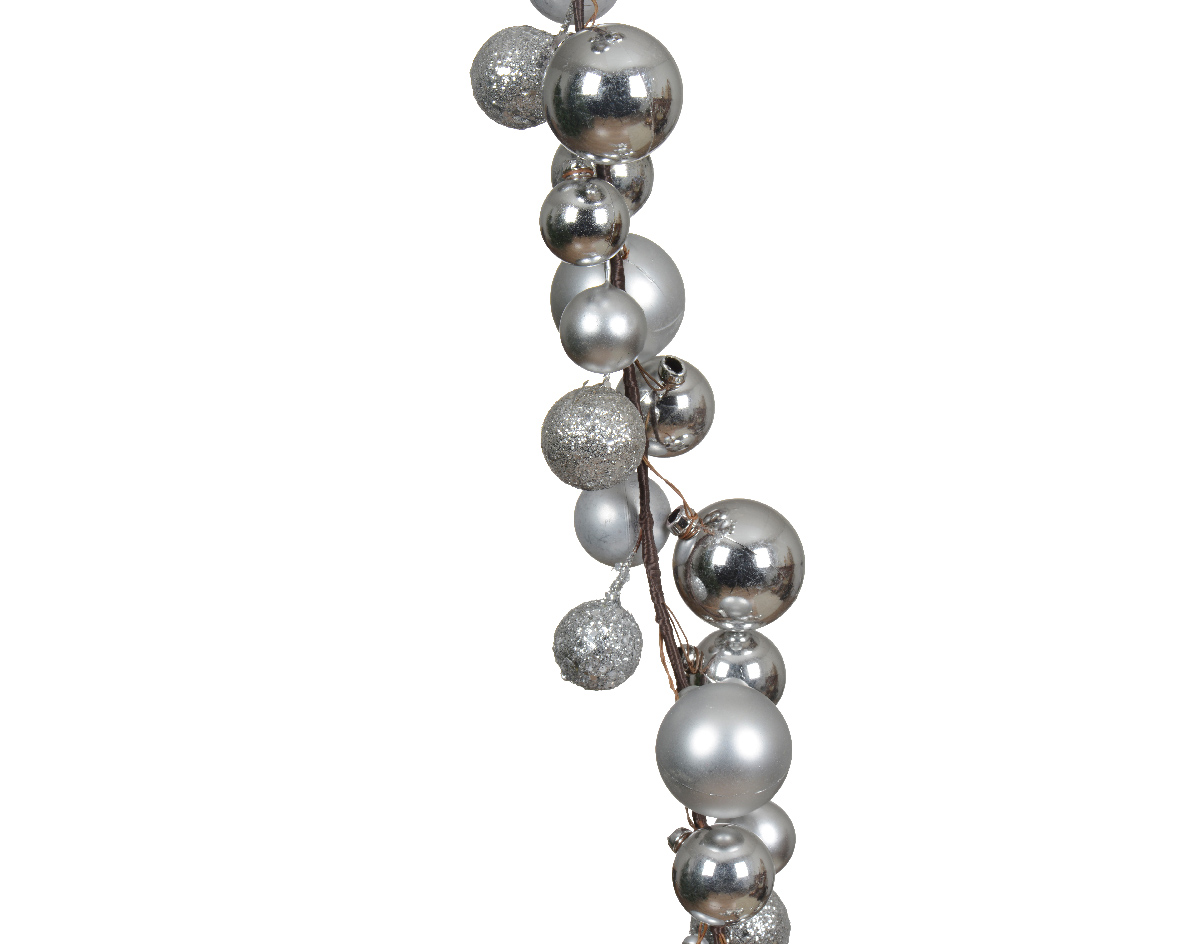 FESTONE DI PALLINE 6X6 H180CM. C/GLITT. ARGENTO