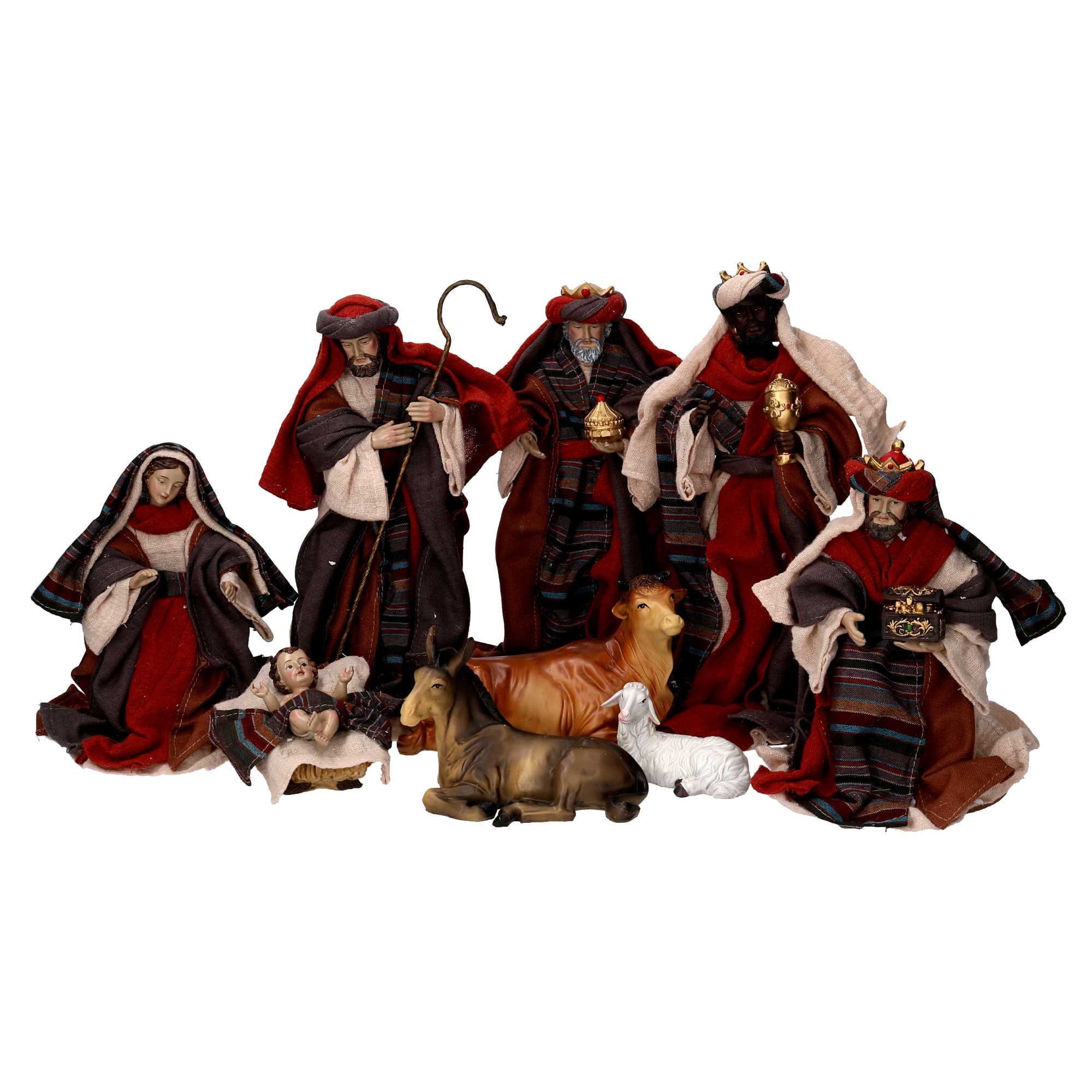 PRESEPE TESSUTO S/9PZ. H25,5CM. ROSSO