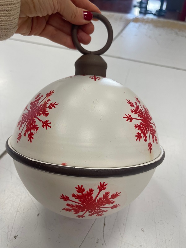 SFERA MET. C/GANCIO D20 H27CM. BIANCO