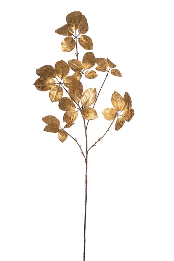 FOGLIA DI ROSA SPRAY X5 95CM. 2PZ. ORO