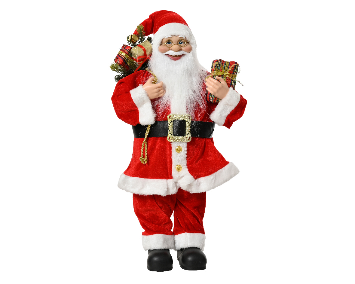 BABBO NATALE C/PACCHI REGALO H60CM. ROSSO