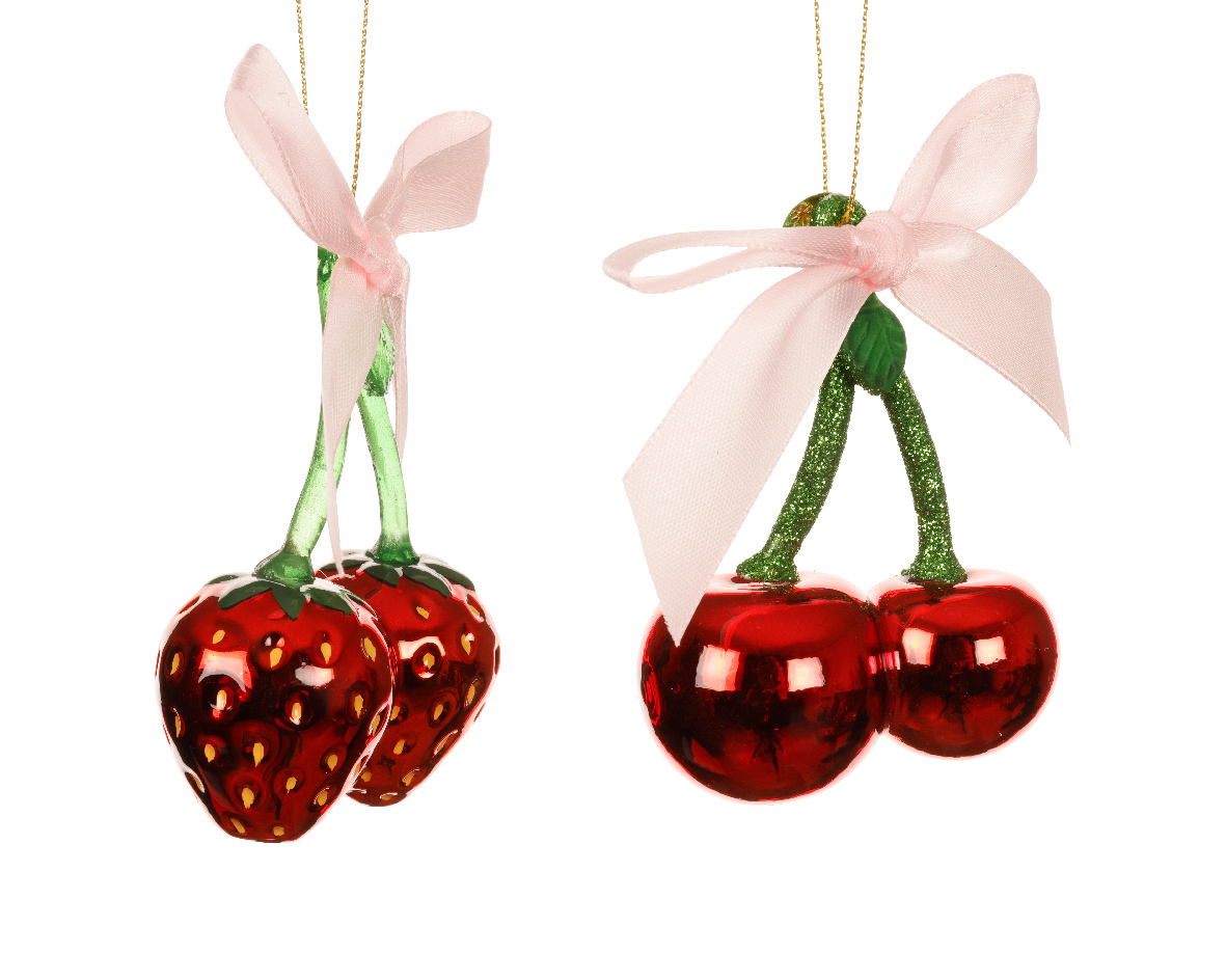 CILIEGIA/FRAGOLA IN VETRO DA APP. 6,7X4 H9,1CM.ROSSO